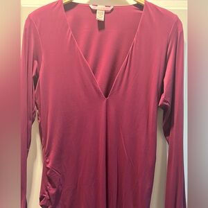 Victoria's Secret Deep V-Neck Long Sleeve Top - Burgundy